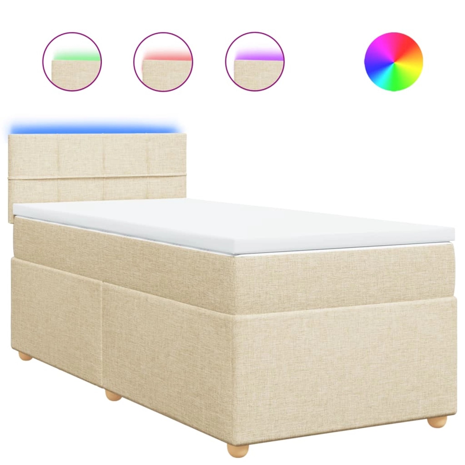vidaXL Boxspringbett mit Matratze Creme 90x190 cm Stoff 3288840 günstig online kaufen