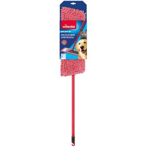 Roter Vileda Style Chenille Bodenwischer System in Verpackung. Mikrofaser-Fransen für trockene/feuchte Reinigung, ideal für Tierhaare.