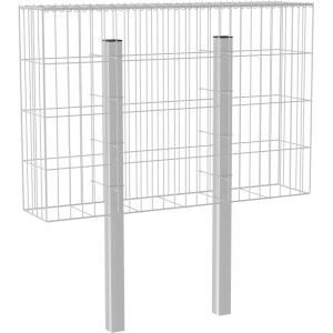 Wilk Gabionenkorb-Zaunelement, 120x80x25 cm, Drahtkorb mit Pfosten für Garten- und Balkongestaltung.