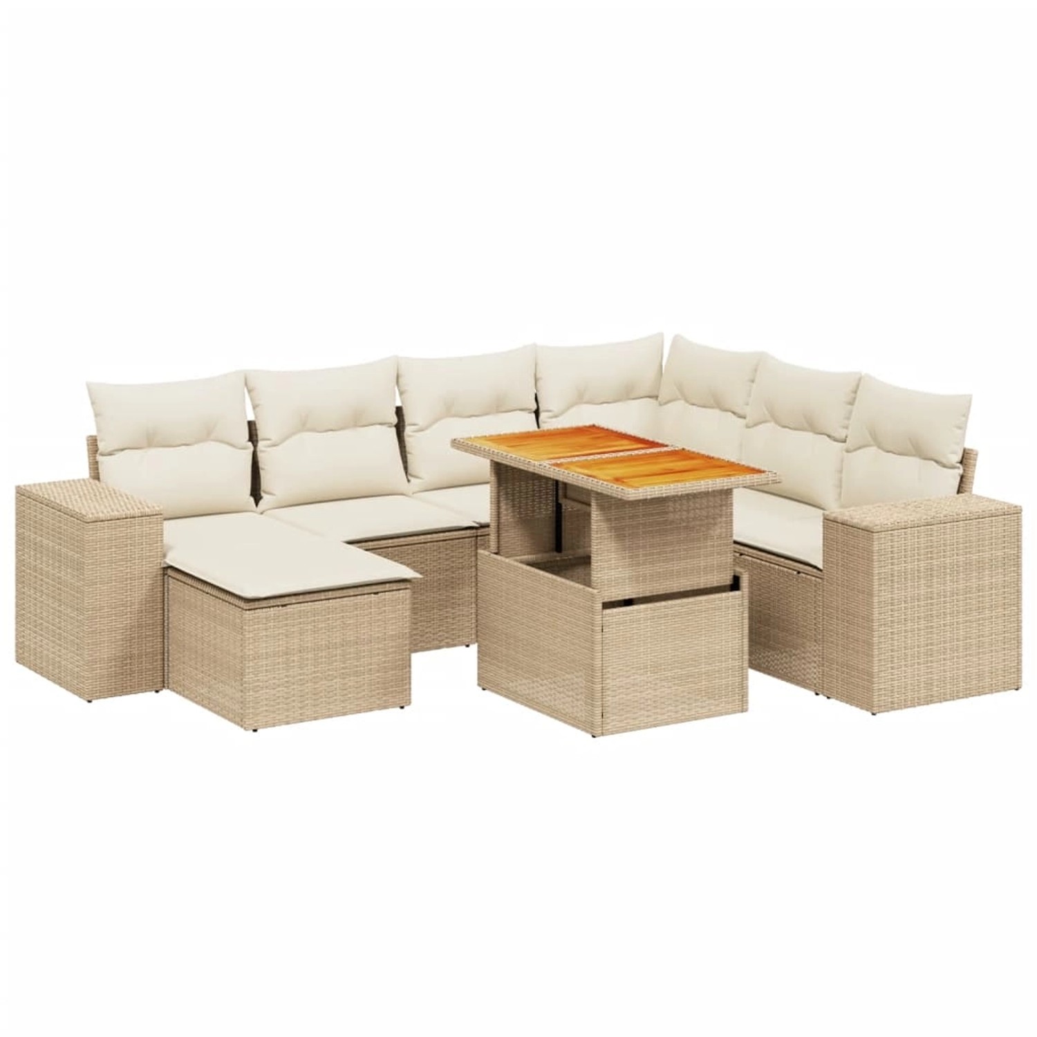 vidaXL 8-Tlg Garten-Sofagarnitur mit Kissen Beige Poly Rattan 3272752 günstig online kaufen