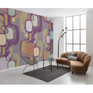 Komar Vliestapete Masterpiece, 350x250 cm, lila, mit abstraktem Muster im Wohnraum.