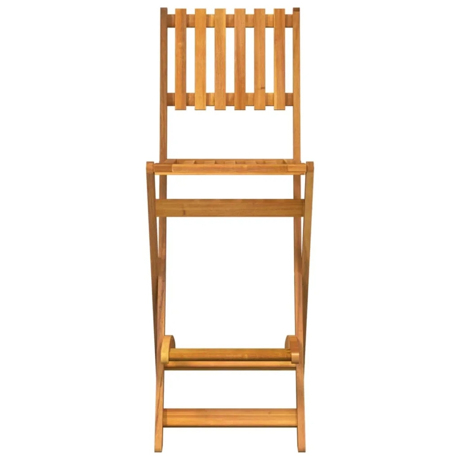 Zwei klappbare Garten-Barhocker aus Akazienholz, ideal für Terrasse und Balkon.