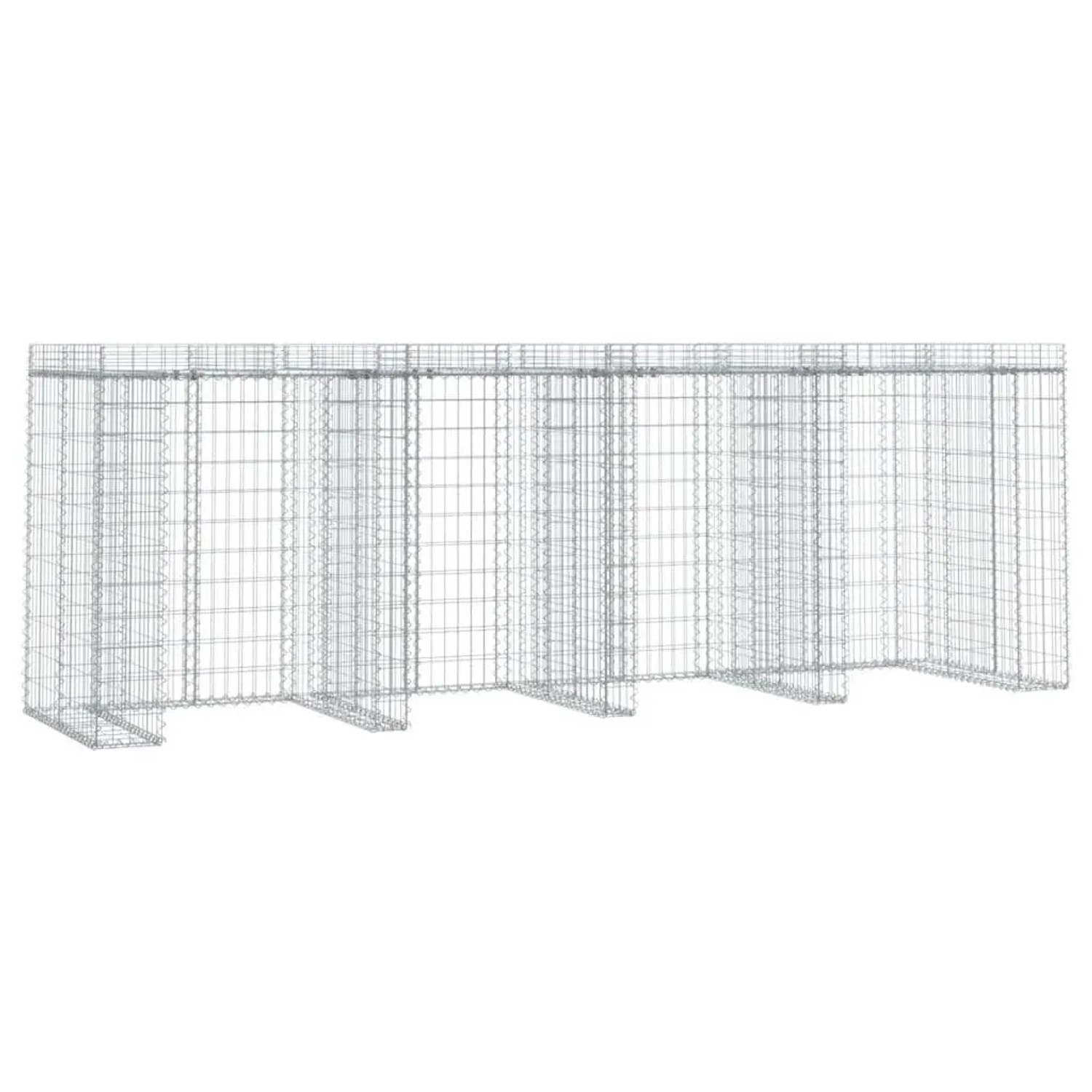 DELUKE 4er Gabionen Mülltonnenbox ESOL Mit Dach 120x350x91cm Mülltonnenverkleidung Für 4 Tonnen Gabionenwand