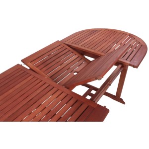 DELUKE Gartentisch WEIMAR Ausziehbar Oval Eukalyptus Natur 150x90x74cm Ausziehtisch Esstisch Wetterfest Outdoor Tisch