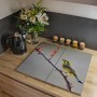Banjado 2-teilige Glas Herdabdeckplatte mit Herbstvogel-Motiv, auch als Schneidebrett nutzbar.