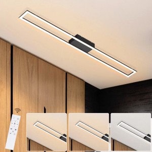 ZMH LED Deckenlampe Modern Schwarz Dimmbar 108cm Mit Fernbedienung