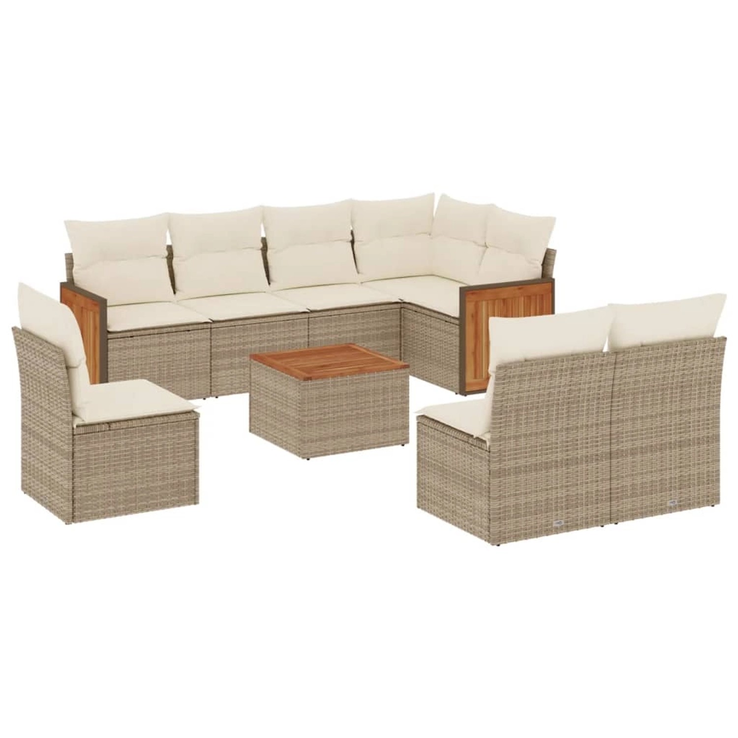vidaXL 9-Tlg Garten-Sofagarnitur mit Kissen Beige Poly Rattan 3260133 günstig online kaufen