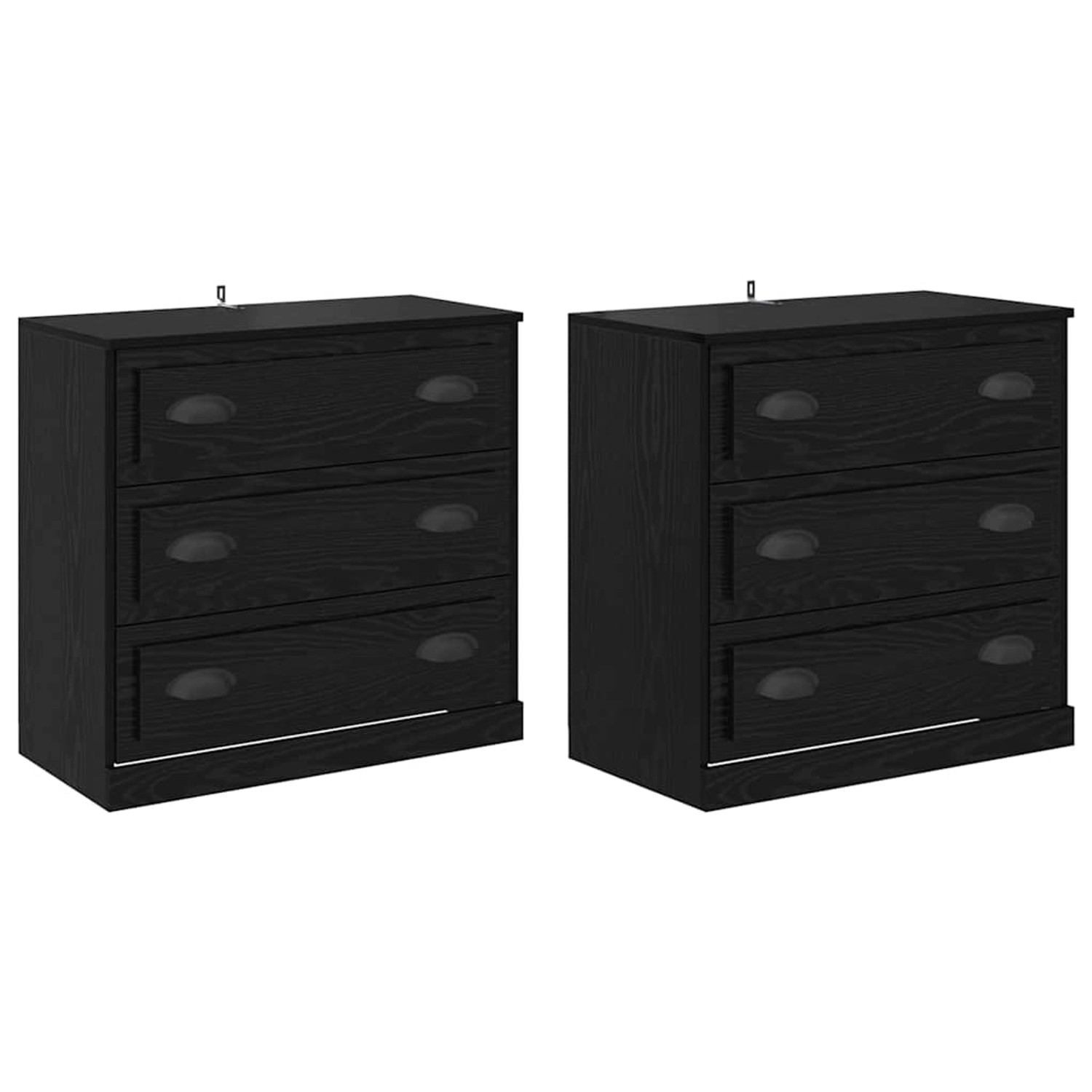 vidaXL Sideboards 2 Stk Schwarz Eichen-Optik 70 x 35,5 x 67,5 cm 3402655 günstig online kaufen