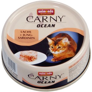 Carny Katzen-Nassfutter Ocean mit Lachs und Sardine, 80g Dose.