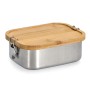 Silberne Zeller Lunchbox aus Edelstahl mit Bambusdeckel und Clipverschluss.