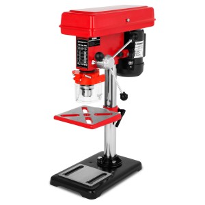 EBERTH Tischbohrmaschine, 550W, rot/schwarz, mit verstellbarem Bohrtisch und Schutzabdeckung.