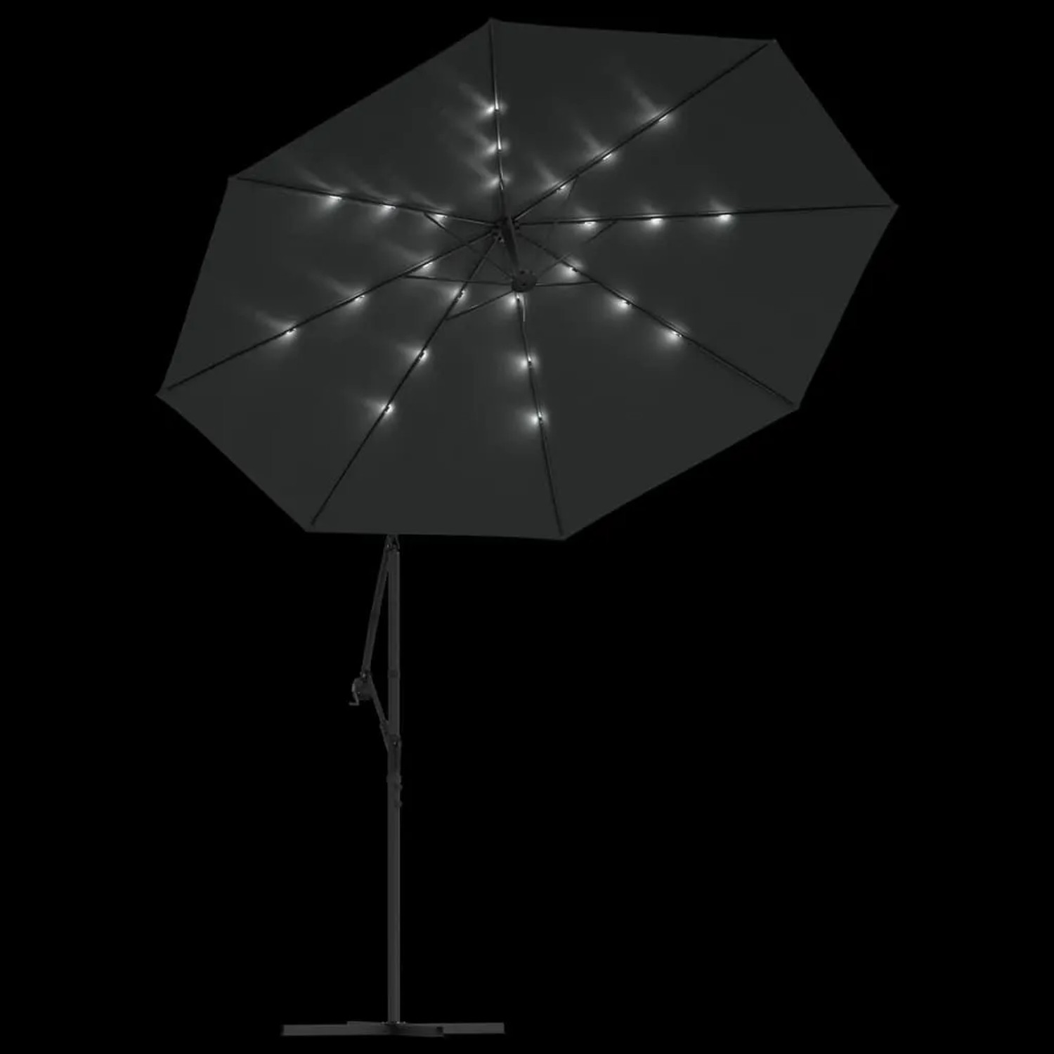 vidaXL Ampelschirm 300 cm, anthrazit, mit leuchtenden LEDs und stabilem Stahlmast für Garten & Terrasse.