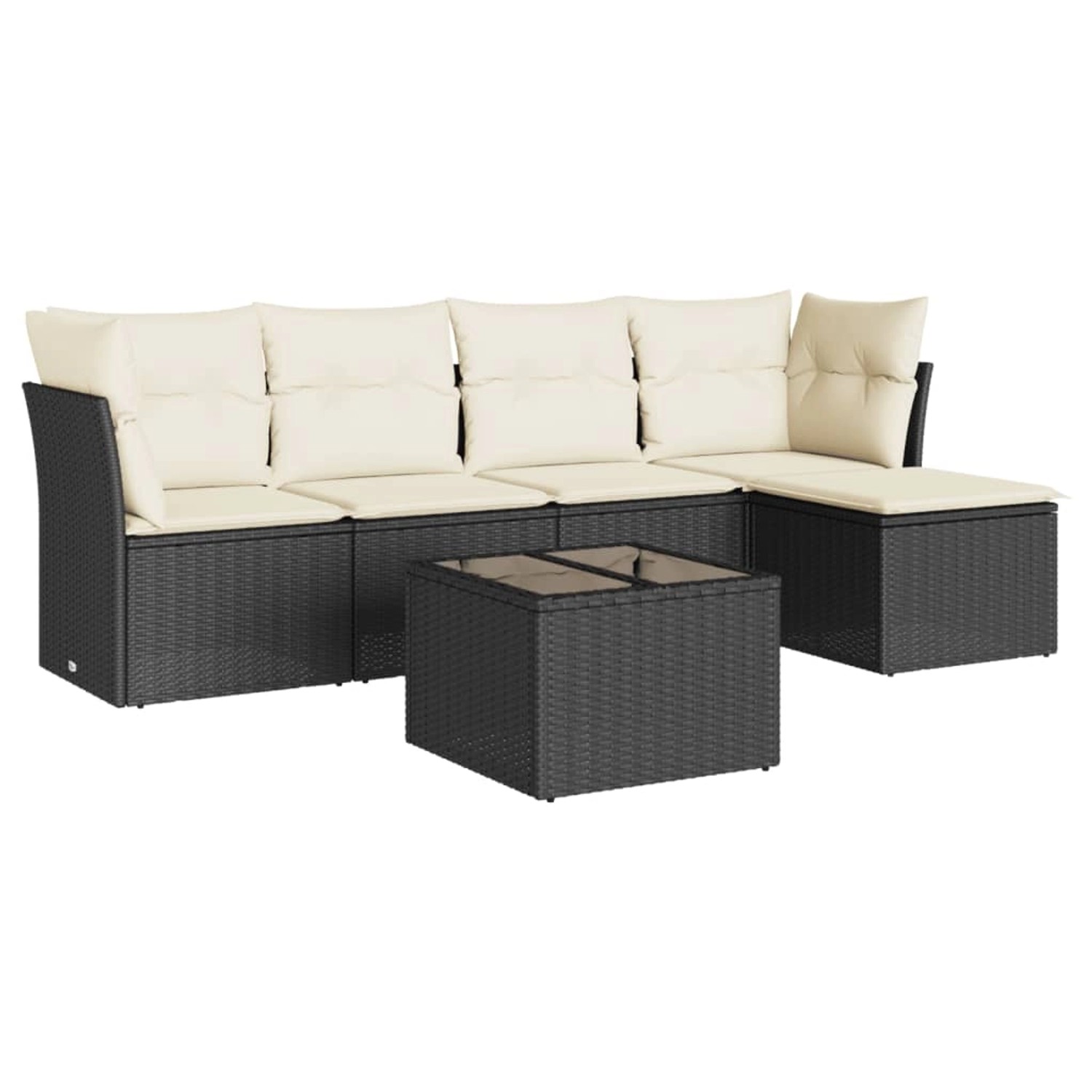vidaXL 6-Tlg Garten-Sofagarnitur mit Kissen Schwarz Poly Rattan 3249405 günstig online kaufen