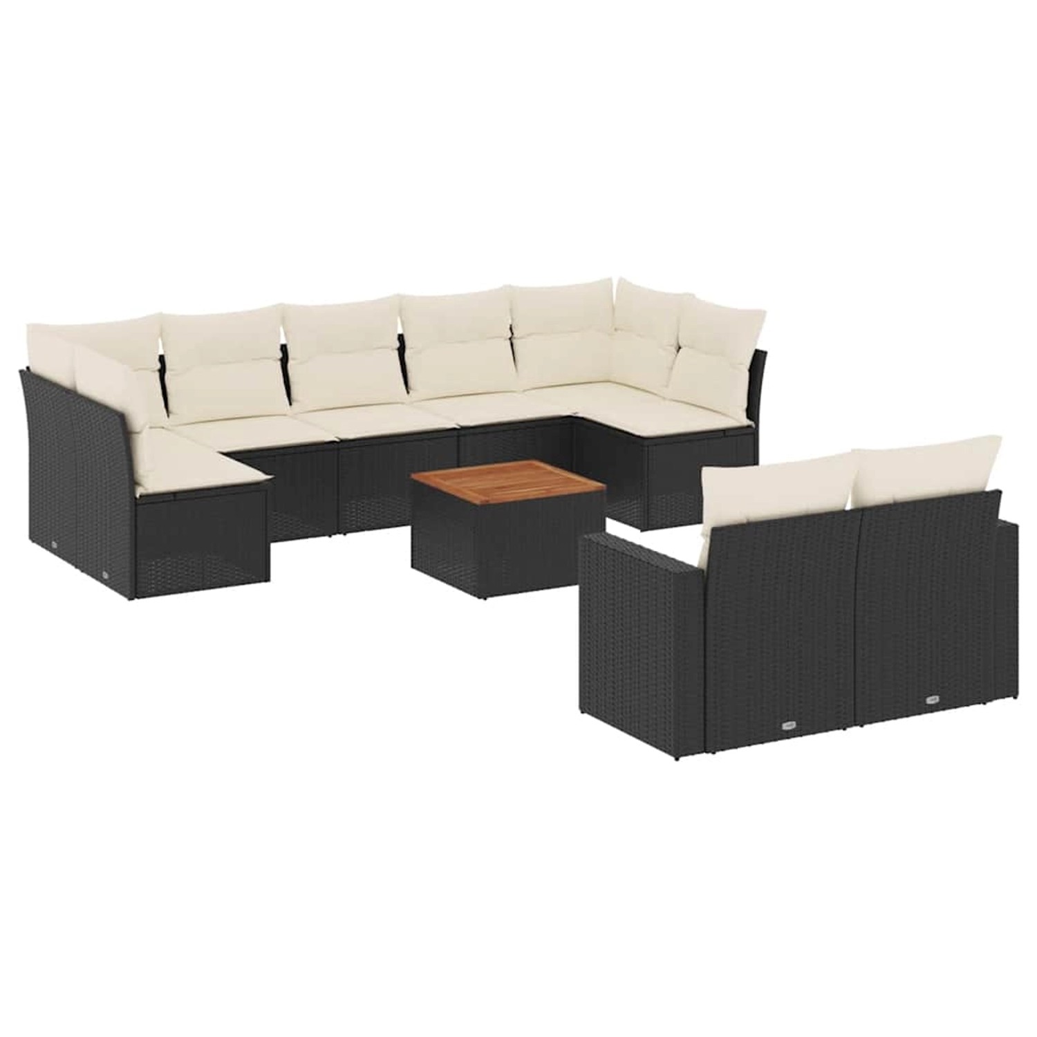 vidaXL 10-Tlg Garten-Sofagarnitur mit Kissen Schwarz Poly Rattan 3256602 günstig online kaufen
