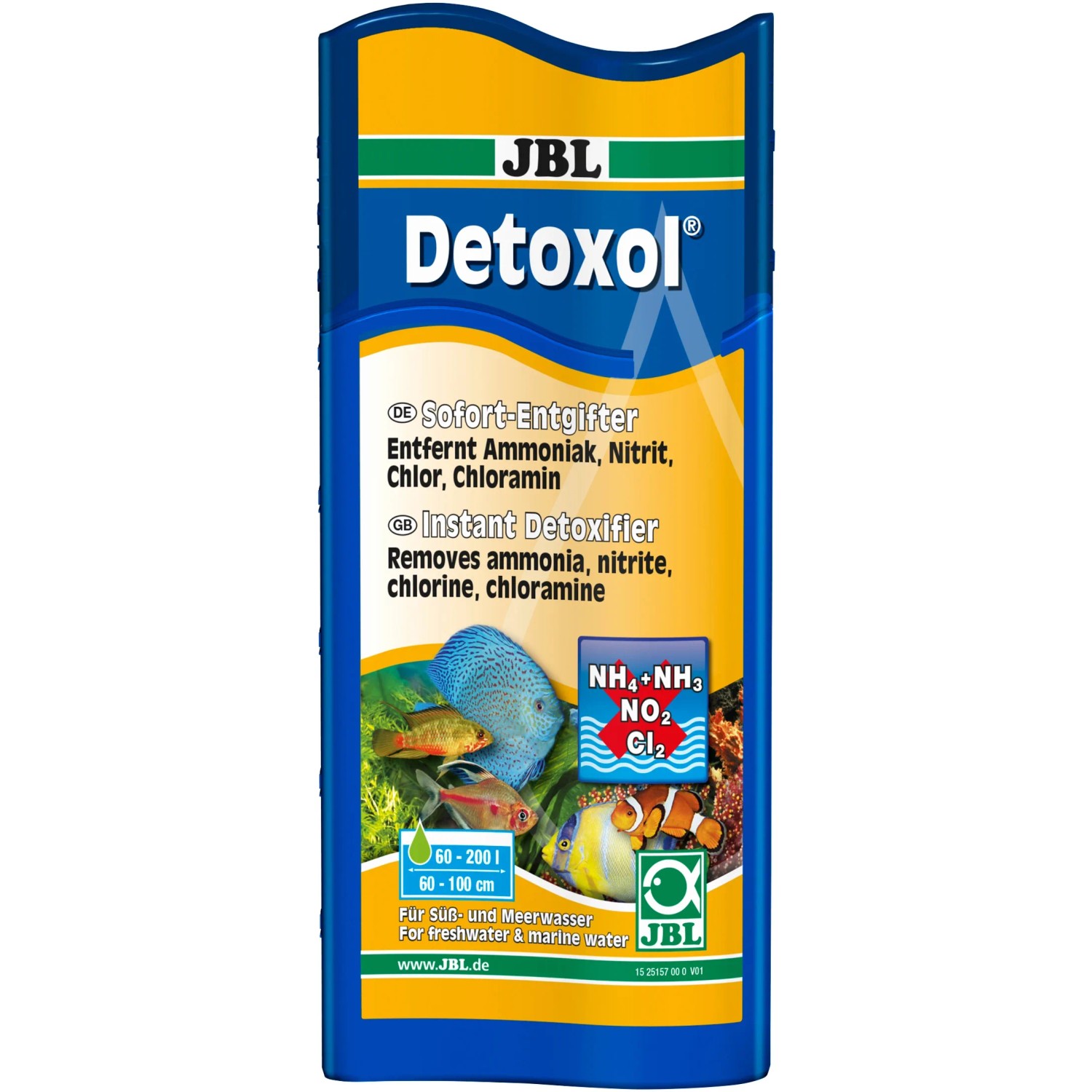 JBL Detoxol Sofort-Entgifter für Aquarien, entfernt Ammoniak, Nitrit und Chlor.