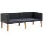 Schwarzes 2-tlg. vidaXL Garten-Lounge-Set aus Rattan mit Holztisch und ohne Kissen.
