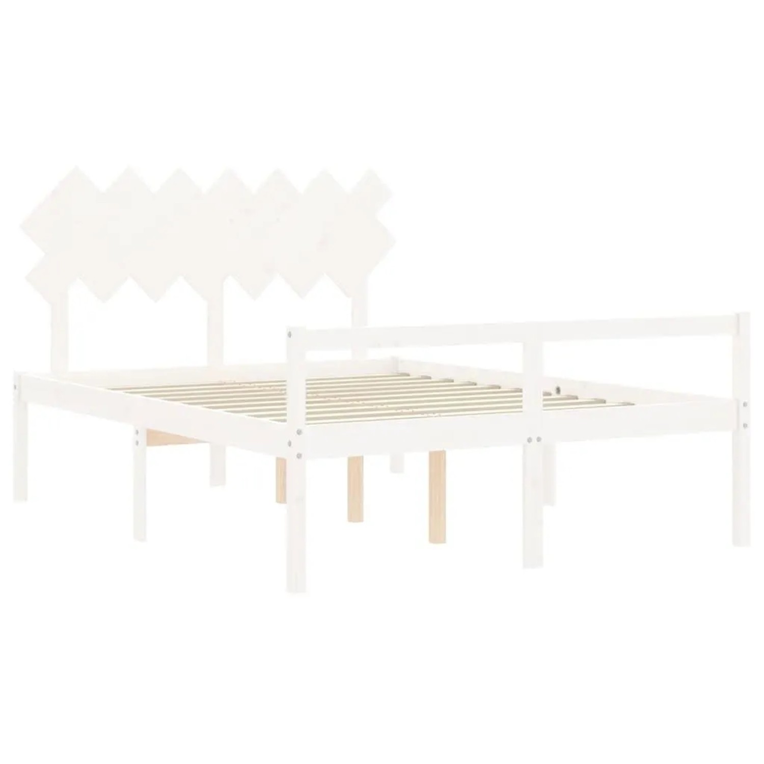 vidaXL Seniorenbett mit Kopfteil 140x200 cm Weiß Massivholz 3195547