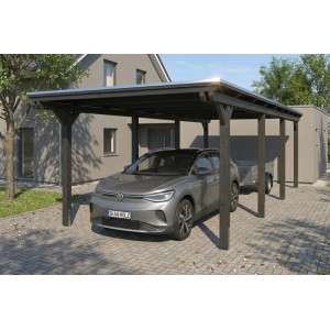 Skan Holz Carport Emsland Stahl-Dachplatten 340 cm x 846 cm Anthrazit