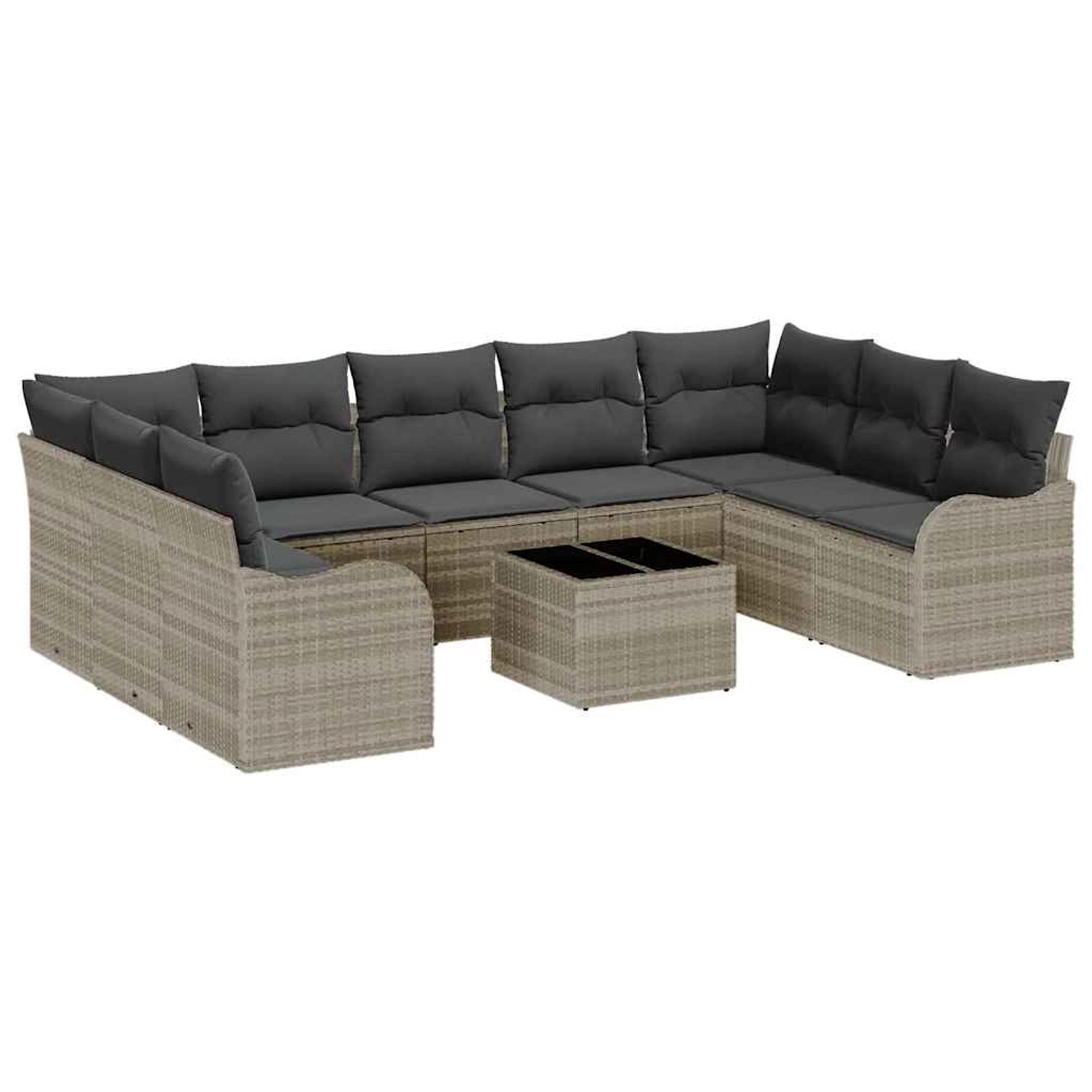 vidaXL Garten-Sofa-Set mit Kissen 10-Tlg Hellgrau Poly Rattan 3345872 günstig online kaufen