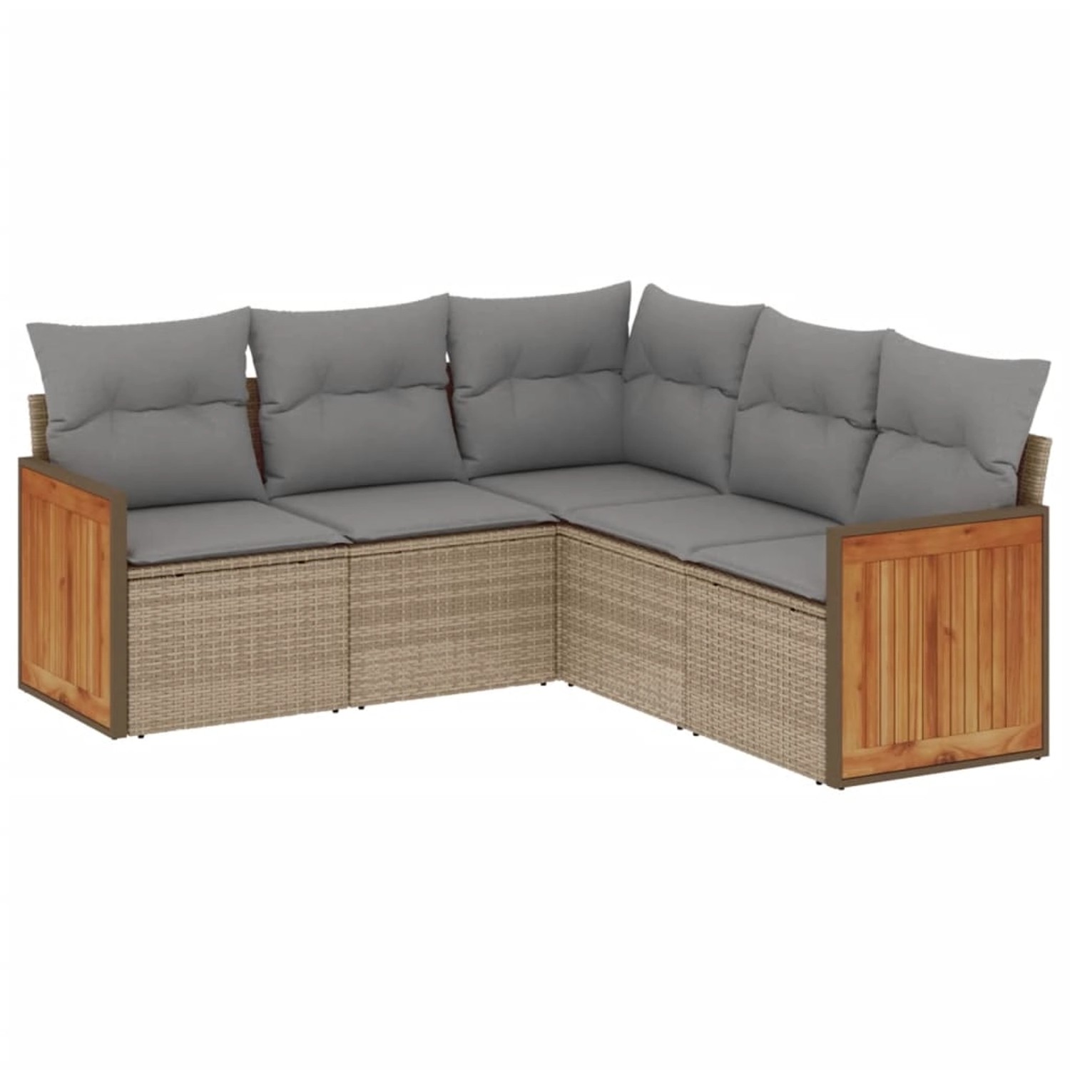 vidaXL 5-tlg Garten-Sofagarnitur mit Kissen Beige Poly Rattan Modell 112 günstig online kaufen