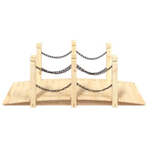 DELUKE Holzbrücke Mit Kettengeländer ROBBI Natur 150x67x56cm Gartenbrücke Mit Geländer Teichbrücke Holzsteg Gartendeko Teich Garten