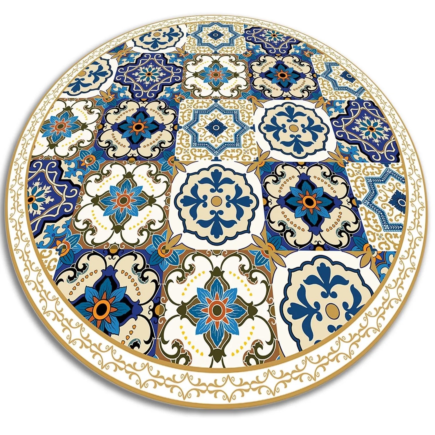 Tulup Teppich Portugiesische Fliesen Tapijt Vinyl 50x50 cm Blau PVC Tapijt günstig online kaufen