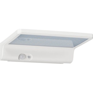 Weiße Telefunken Solar-Außenleuchte mit Bewegungsmelder, 500 lm. Ideal für Hauswand oder Garten.