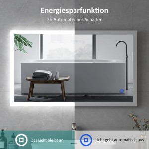 Emke LED Badspiegel 80x60 cm mit Beschlagfrei-Funktion im Badezimmer.