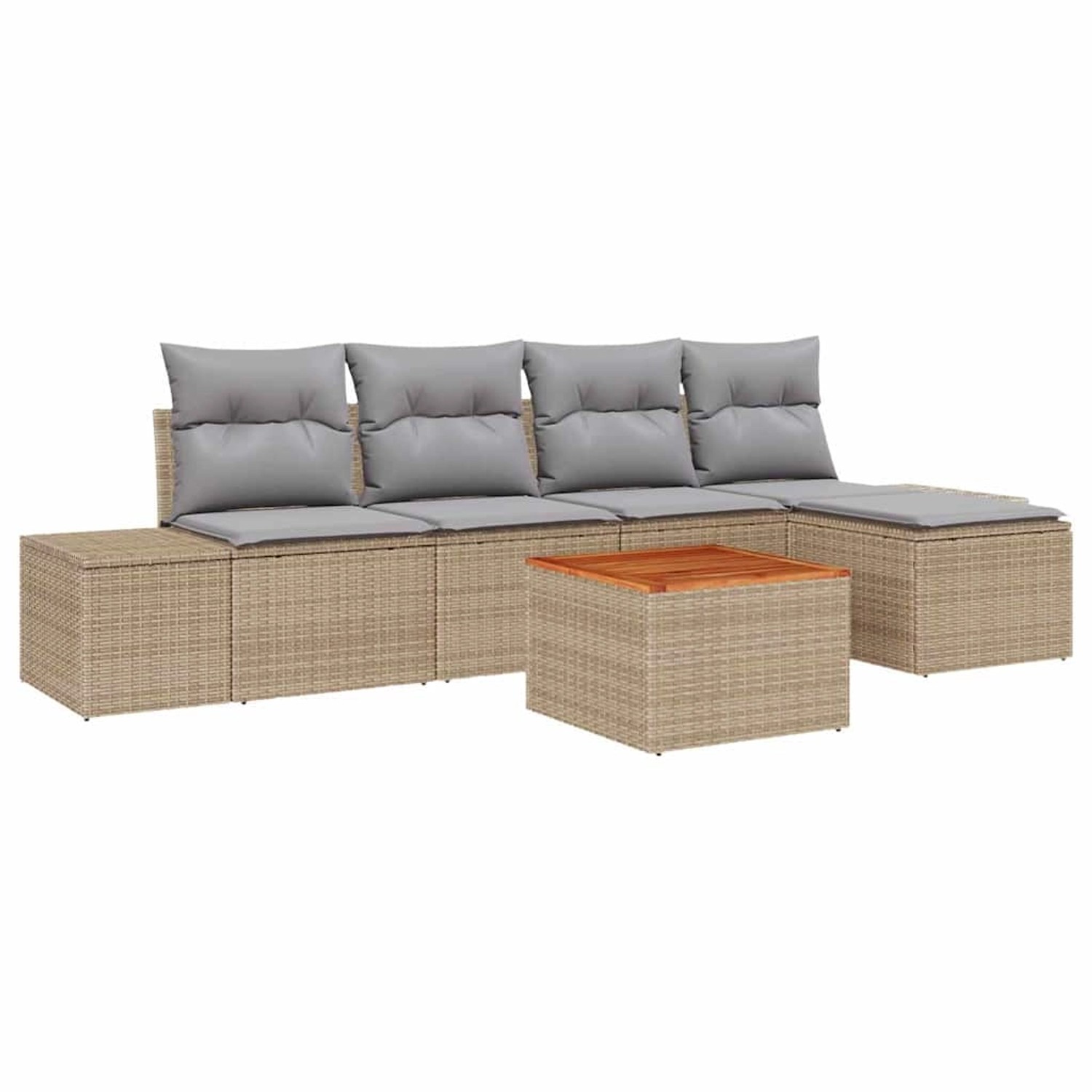 vidaXL Garten-Sofa-Set mit Kissen 6-Tlg Beige Poly Rattan 3347945 günstig online kaufen