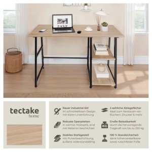 Tectake Schreibtisch Paisley im Industrial Style mit Holz- und Stahl-Elementen in Eiche Sonoma.