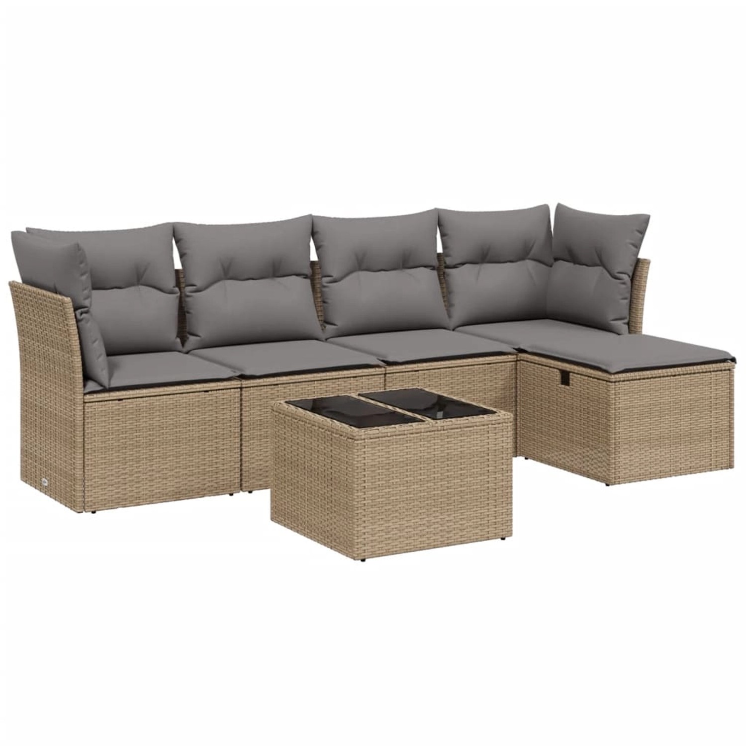 vidaXL 6-Tlg Garten-Sofagarnitur mit Kissen Beige Poly Rattan 3263145