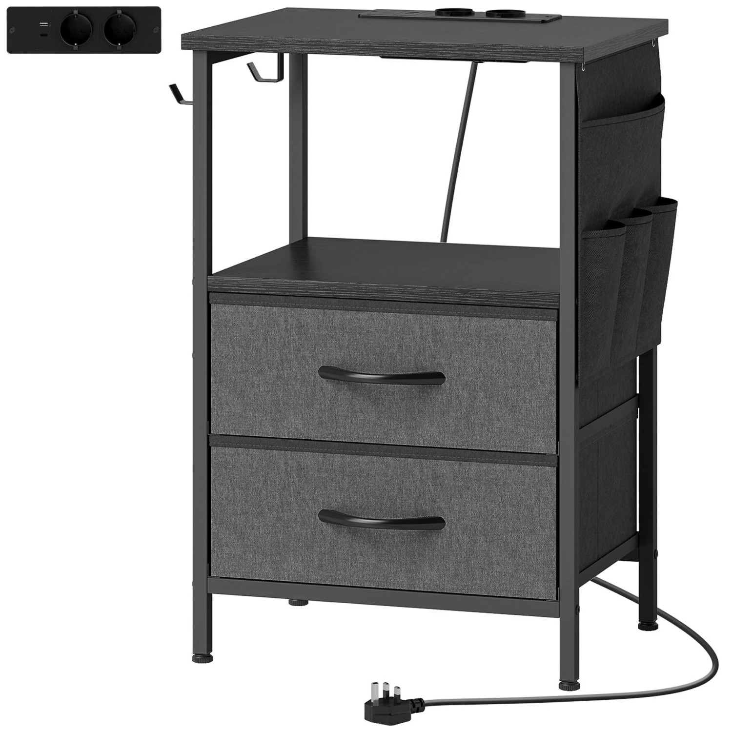 HOMCOM Beistelltisch Spanplatte Stahl 40L x 30B x 60H cm Schwarz