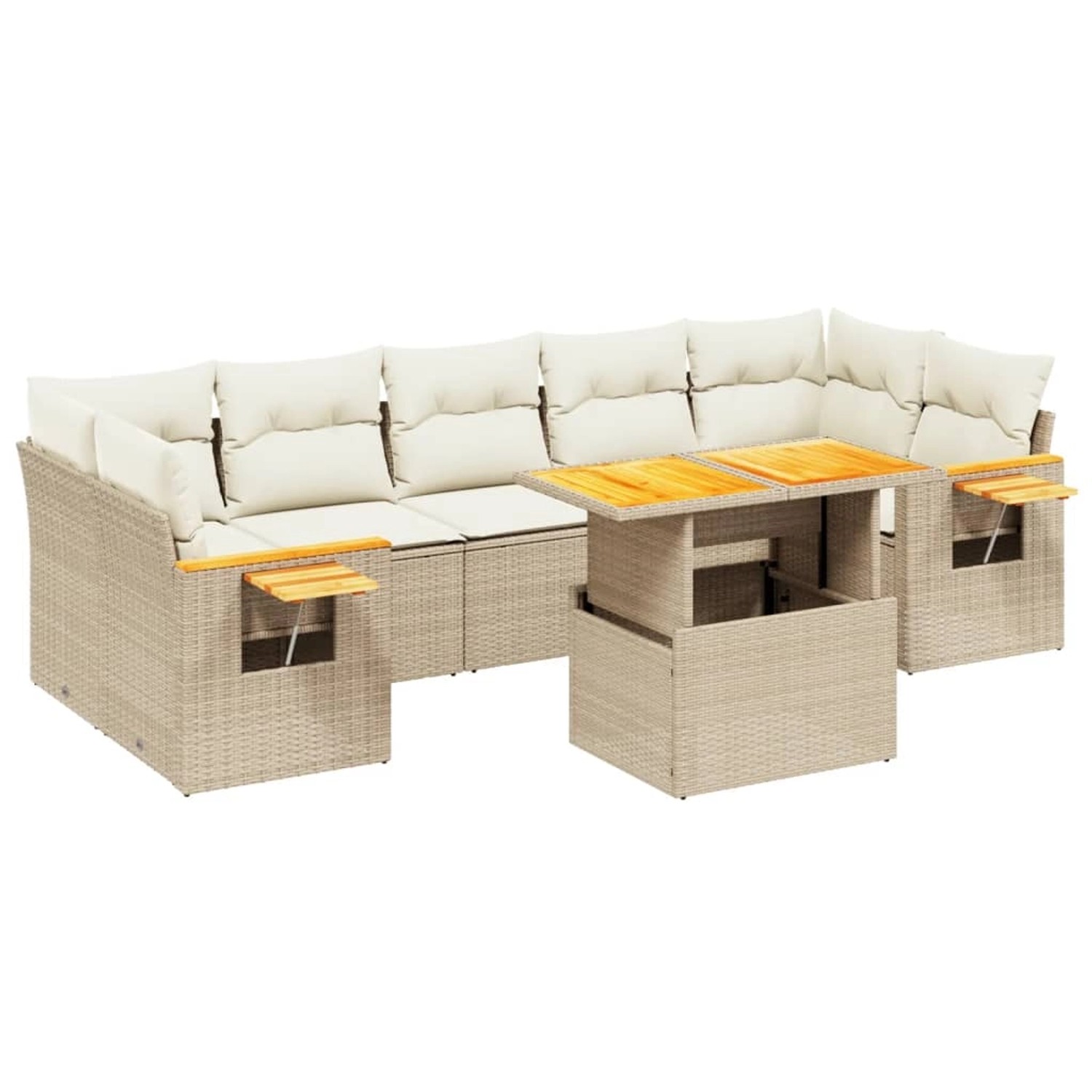 vidaXL 8-Tlg Garten-Sofagarnitur mit Kissen Beige Poly Rattan 3273431 günstig online kaufen