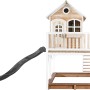 Axi Liam Spielhaus mit Rutsche und Sandkasten, braun-weiß, 255x377x291 cm.