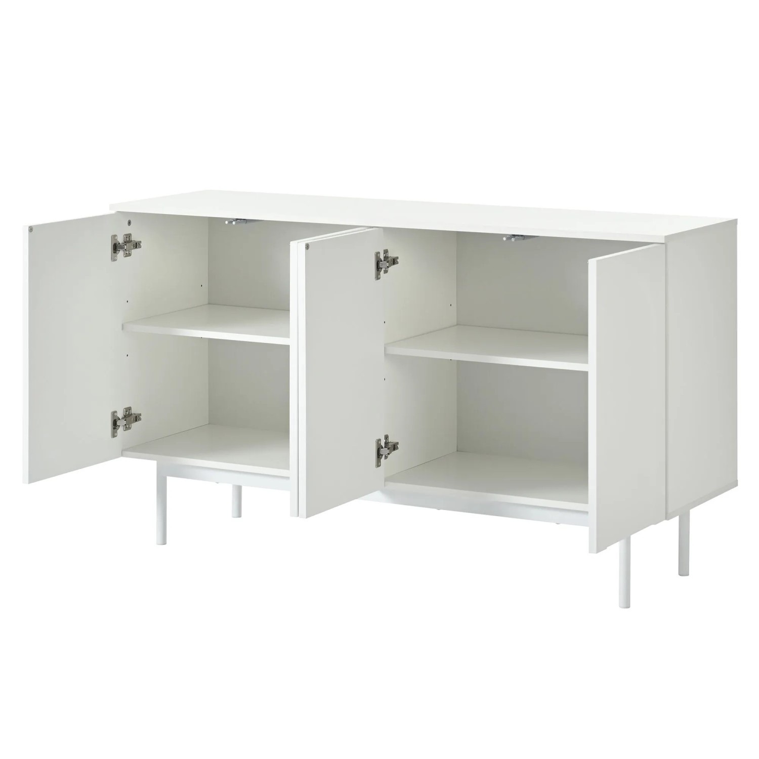 Okwish Sideboard Mit 4 Türen Bogenmuster Esszimmer 140x80x42cm Weiß