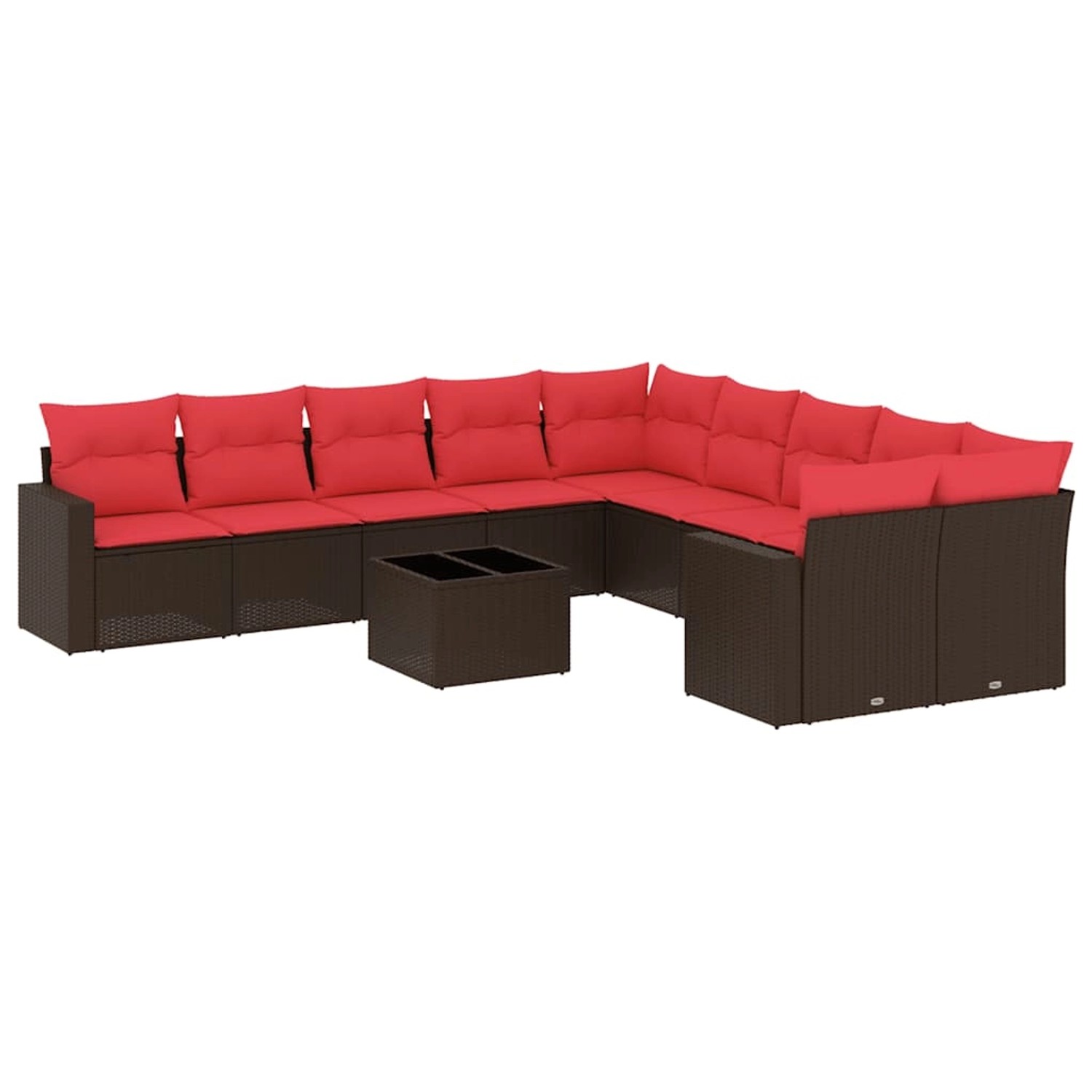 vidaXL 11-Tlg Garten-Sofagarnitur mit Kissen Braun Poly Rattan 3219514 günstig online kaufen