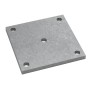 SOTECH Anschweißplatte aus unbehandeltem Stahl, 150x150mm, mit 5 Befestigungslöchern. Für Pfostenträger & Metallbau.