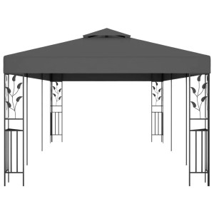 Anthrazitfarbener vidaXL Pavillon 3x6 m mit floralen Details für Garten & Terrasse.