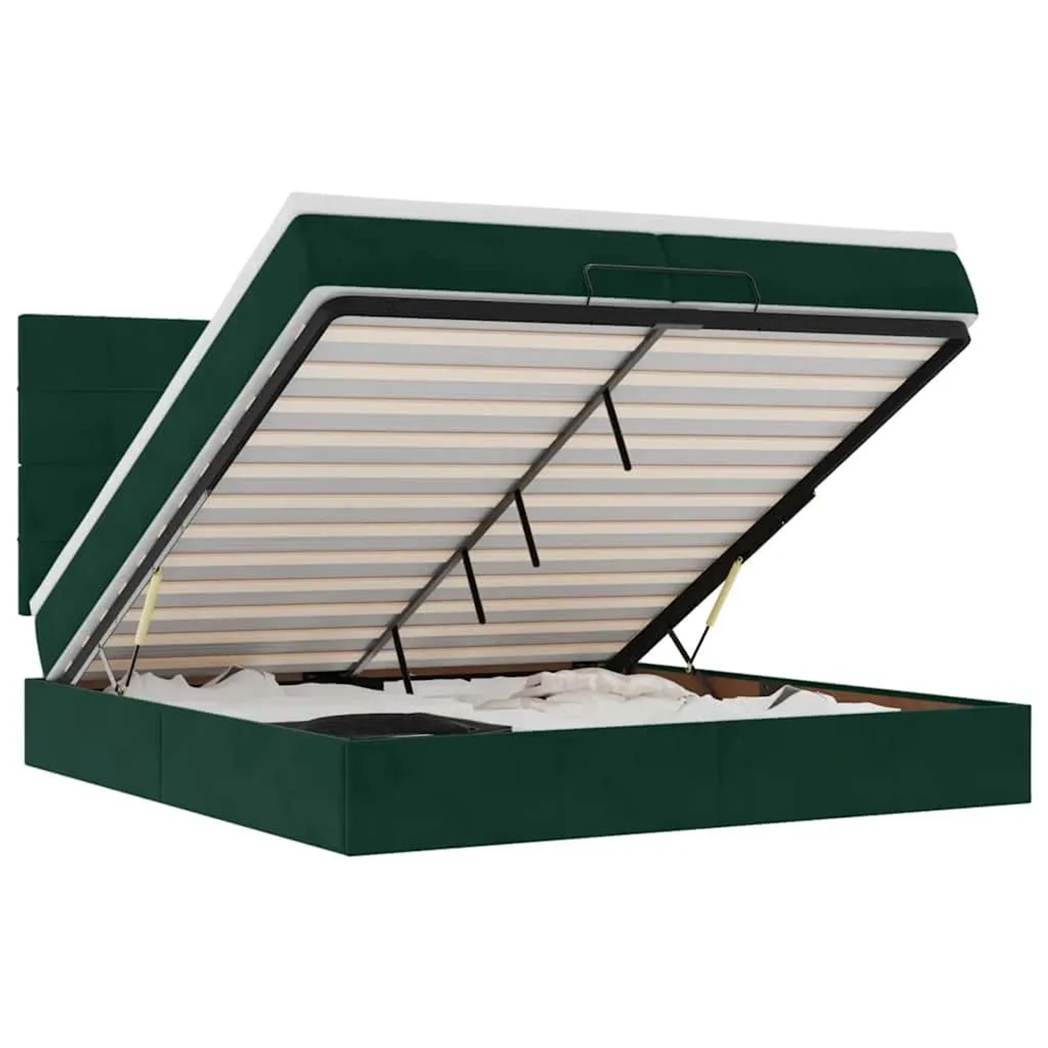 vidaXL Ottoman-Bett mit Matratzen und LEDs Dunkelgrün 200x200 cm Samt 3314345
