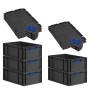 PROREGAL SparSet 5x Eurobox Nextgen Color Mit Auflagedeckel HxBxT 22x40x60cm 44 Liter Schwarz Griffe Blau Geschlossen Eurobehälter Transportbox