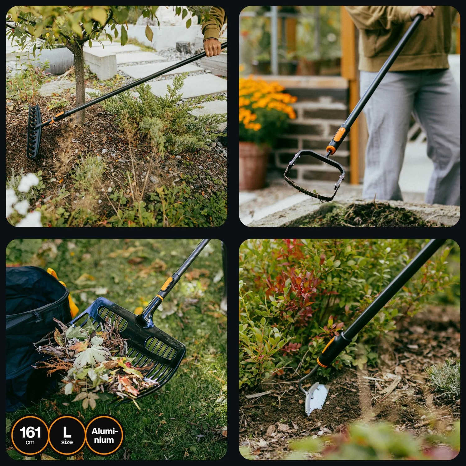 Fiskars OneClick Stiel Gr. L: Kombisystem für Gartenarbeit mit verschiedenen Werkzeugköpfen.