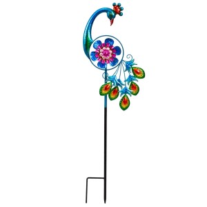 Dobar Dekorative Figur Pfau Metall Windrad 27 cm x 3,3 cm x 90 cm
