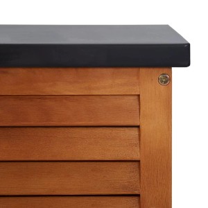Detailansicht: VidaXL Gartenbox aus Eukalyptus Massivholz mit schwarzem Deckel.