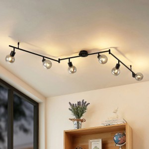 Lindby Strahler Eridia 9627856 Modern in Schwarz aus Metall 6-flammig E14 Wohnzimmerleuchte