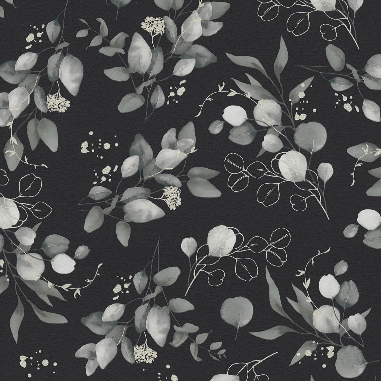 PROFHOME 397685-GU Landhaus Tapete Floral Schwarz Grau Silber 0,53 m x 10,0 günstig online kaufen