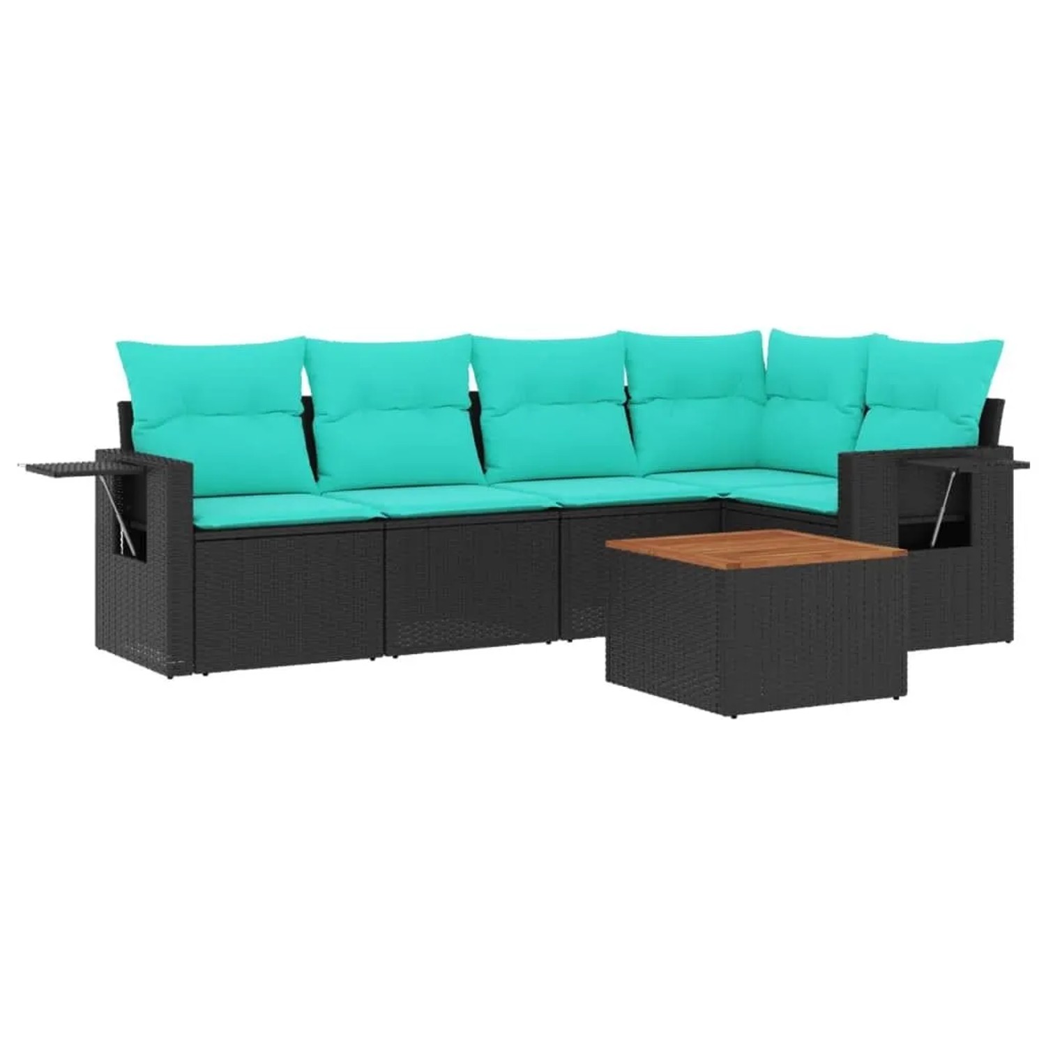 vidaXL 6-Tlg Gartensofa-Set mit Kissen Schwarzes Polyrattan 3224552 günstig online kaufen