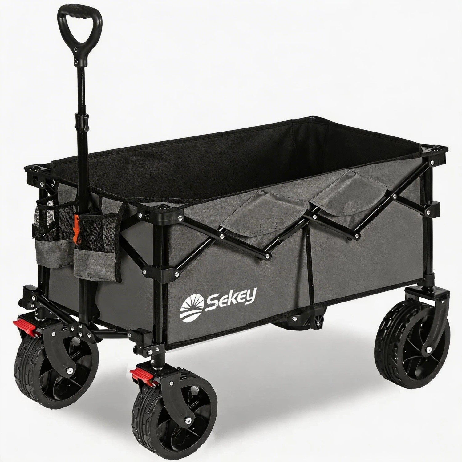 Sekey XXL Bollerwagen Faltbar mit Bremsen 150L Grau