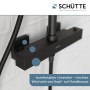 Schütte Brauseset Trento, Thermostatarmatur in Schwarz Matt. Regendusche und Handbrause.