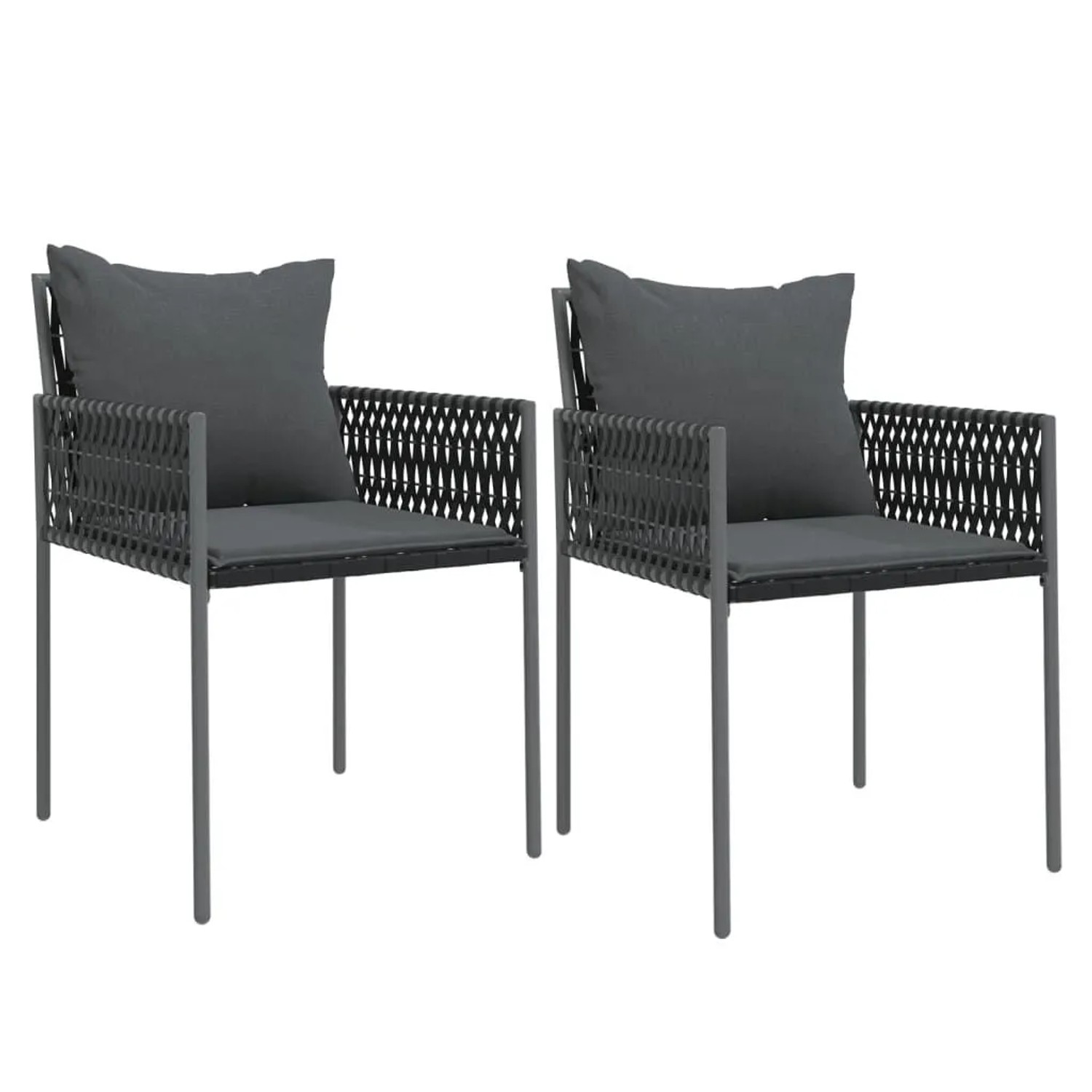 vidaXL Gartenstühle mit Kissen 2 Stk Schwarz 54x61x83 cm Poly Rattan 364101 günstig online kaufen