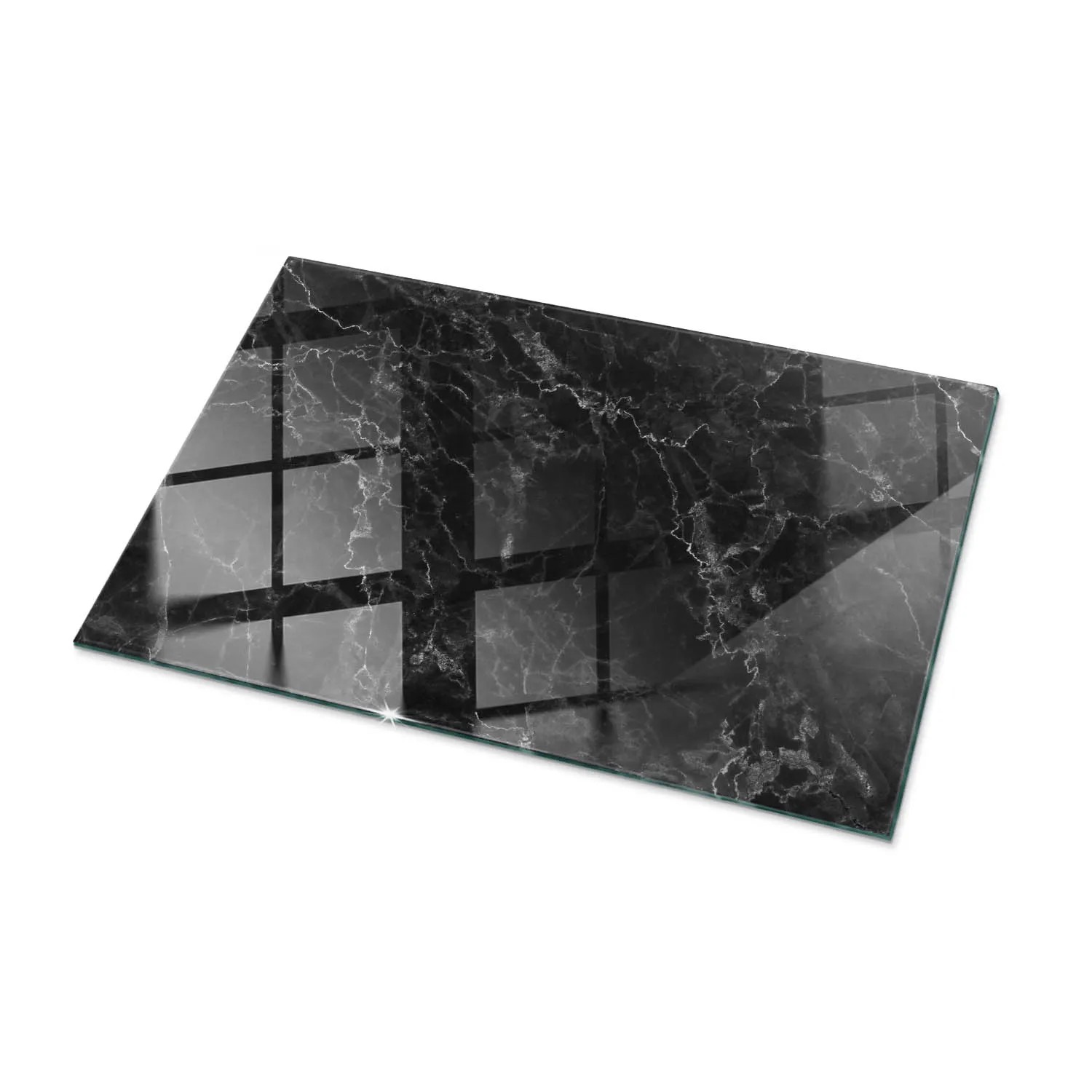 Tulup Tischplatte Geädertes Marmormuster Glastischplatte 100x70 cm Schwarz Tischplatte Rechteckige Tischplatte Tischplatte aus Glas